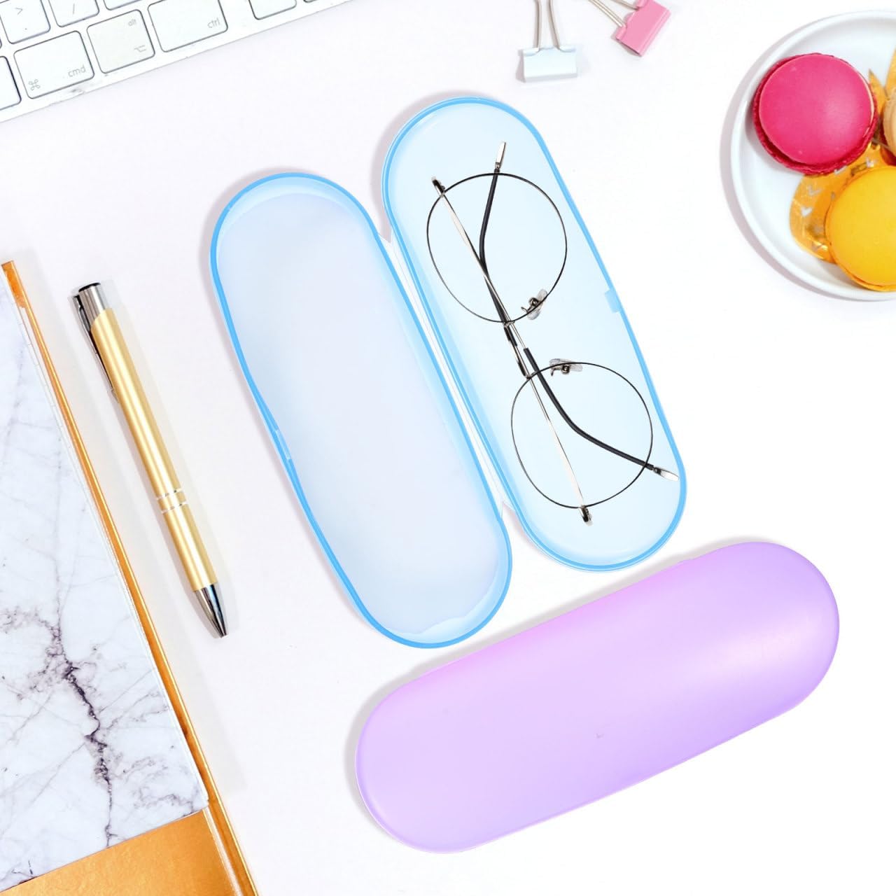 SHINEOFI 5 Pack Hard Shell Glasses Case Eyeglass,Sunglasses Case, Clamshell Eyeglasses Unisex Portable Glasses Protective for Men Women Fits Most