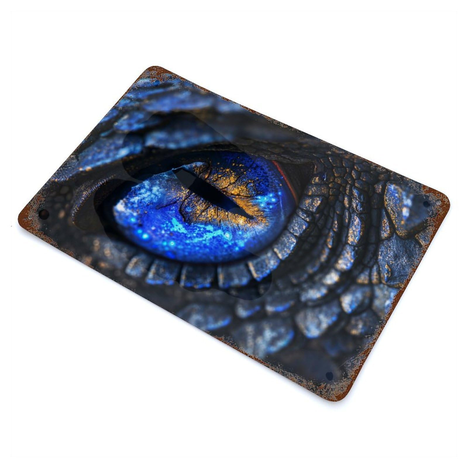 Retro Metal Sign with Draconic Gaze Design 11.8"x7.9", for Living Room, Hallway And Home Decor, Farmhouse Wall Decor