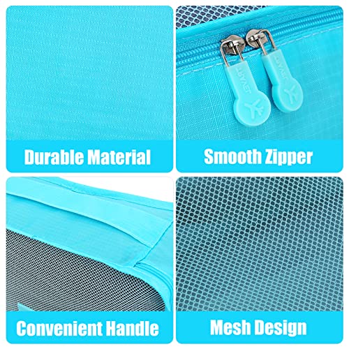 Image of 6PCS Packing Cubes for Travel Luggage Organiser Bag Compression Pouches Clothes Suitcase, Packing Organizers Storage Bags for Travel Accessories, Light Blue