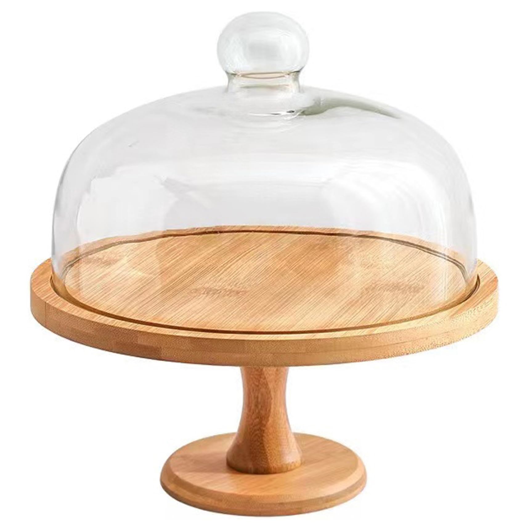 Soporte para tartas con tapa de cúpula, soporte para tartas de madera de 12.0 in con cubierta de cristal para exhibición de bodas y fiestas, diseño resistente de pie alto, de varios niveles p