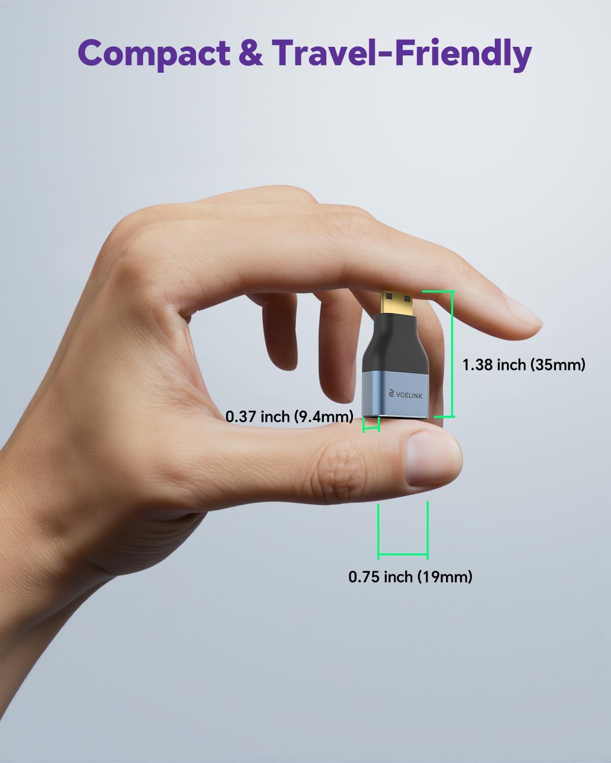 VCE Mini HDMI to HDMI Adapter, 8K@60Hz/4K@120Hz UHD Bi-Directional Converter with Gold-Plated Connectors and Alloy Housing 48Gbps HDMI 2.1 for Camera, Tablet, Laptop to TV, Monitor, Projector