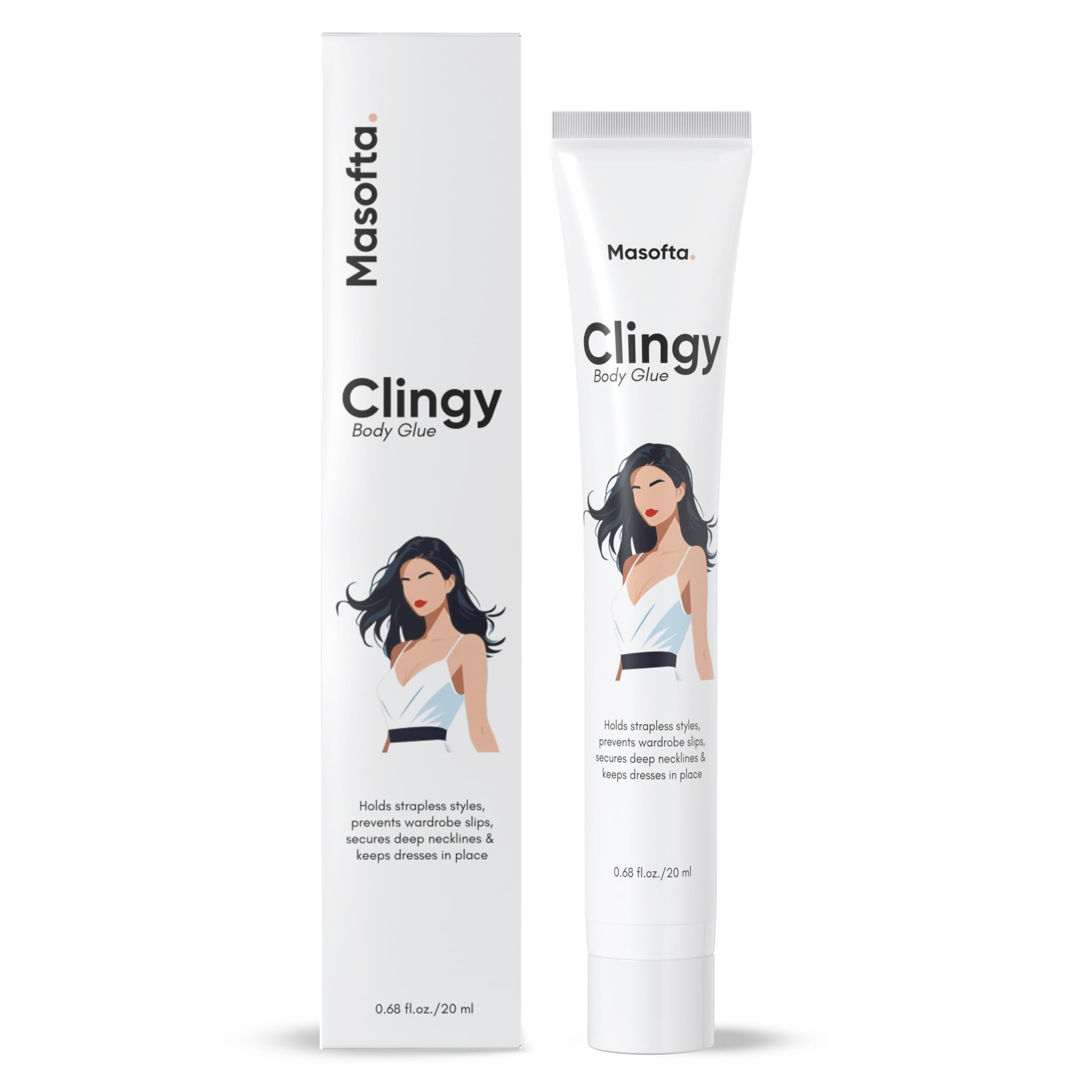 Masofta Clingy Body Glue, Sweat-Resistant, Skin-Safe Adhesive for Fashion & Styling, 20 ml