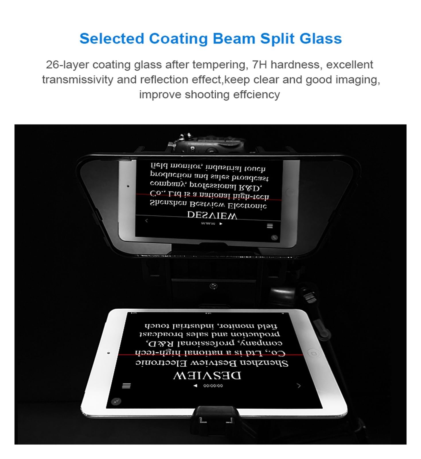 Teleprompter, T3 Smartphone/Tablet/DSLR-Kamera-Teleprompter mit Fernbedienung, unterstützt Weitwinkelobjektiv for Sprache, Live-Video, Online-Lehre Live-Streaming