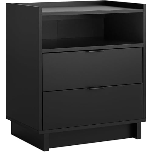 Prepac Single Nightstand, 2-Drawer, Simple Black
