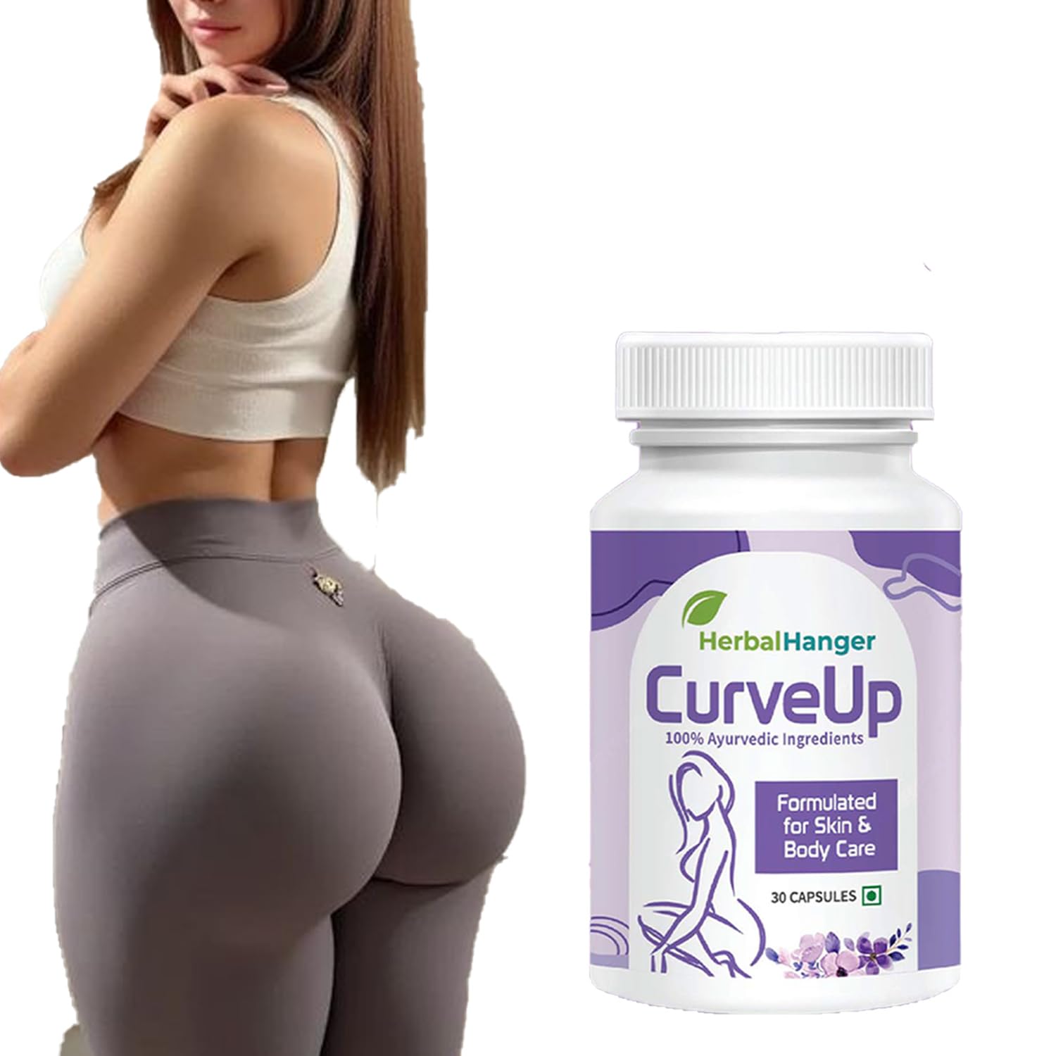 CurveUp Natural Hips Support Supple ment, 30 Capsules, Ayurvedic Formula with 500mg Herbal Blend, Supports Body Caree and Muscle Grrowth-picture-27