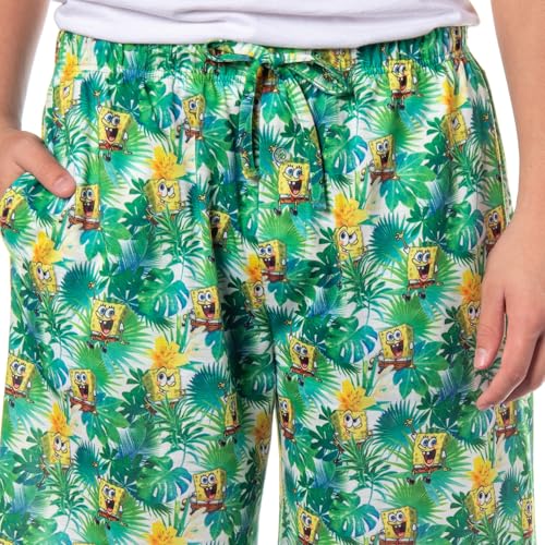 Spongebob Squarepants Pajamas Men's Tropical Plants Sleep Lounge PJ Shorts3