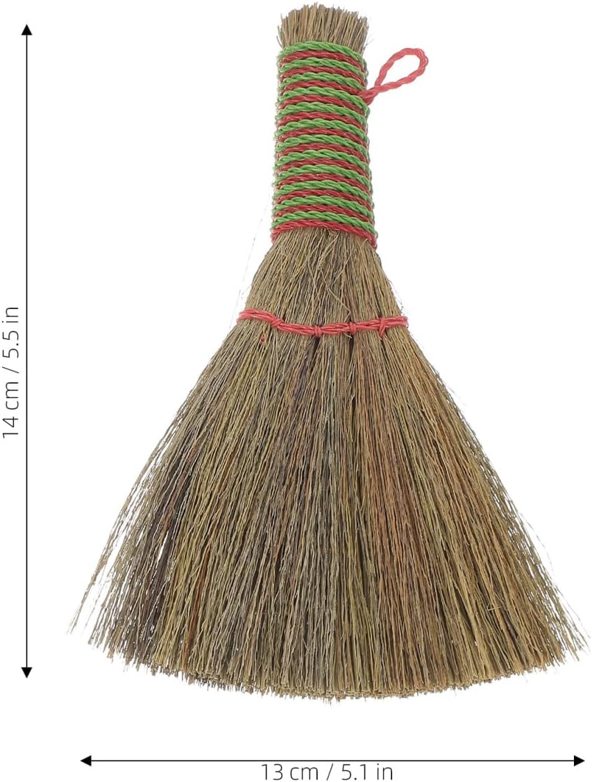 Mobestech 2pcs Small Desktop Broom Hand Sweeper with Natural Straw Bristles Household Dust Brush for Home Cleaning and Car Interior