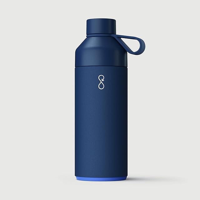 Ocean Bottle - Recycled Stainless Steel Drinks Reusable Water Bottle - Eco-Friendly & Reusable - Ocean Blue - 1L