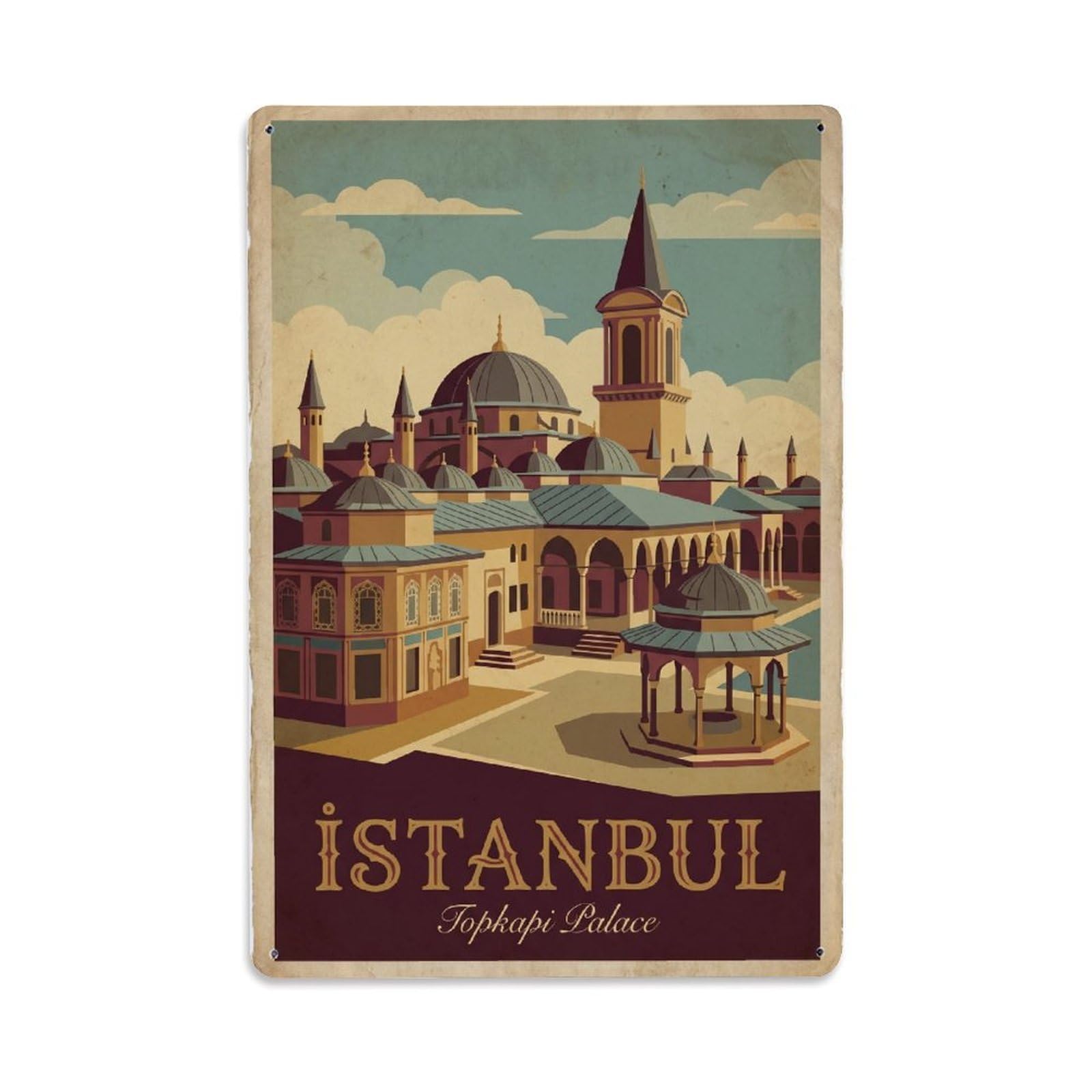 Gead 8X12inch Style Vintage Travel Istanbul Topkapi Palace Wonder Metal Tin Sign
