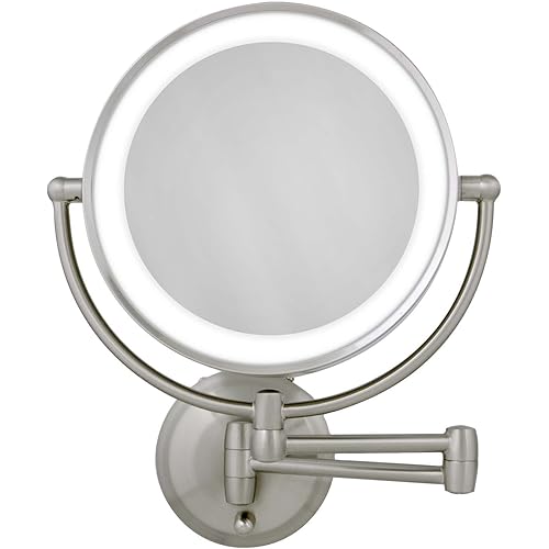 Zadro 11" LED Wall Mounted Makeup Mirror 10X/1X Shaving Mirror Cordless or Battery Operated Vanity Mirrors for Wall