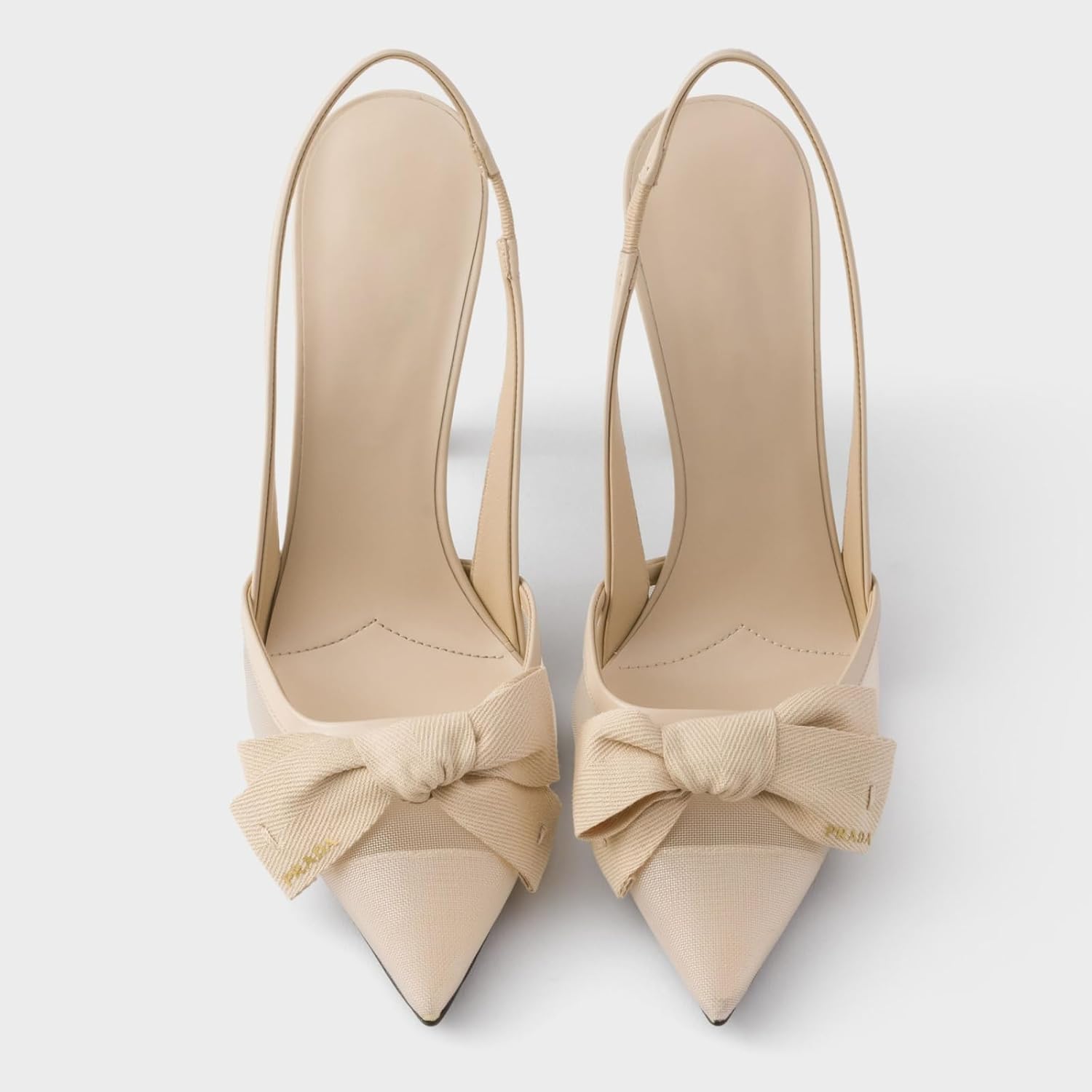 Goolita Bow Pointed Closed Toe Mesh Slingback Heels for Women, Sexy Stiletto High Heels Stretch Slip On Pump Backless Party Dress Shoes