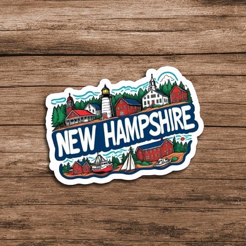 Image of New Hampshire State Sticker - 5 inch Waterproof Vinyl Decal | USA State Outline Sticker for Laptop, Car Bumper, Truck, Water Bottle, Notebook, Window