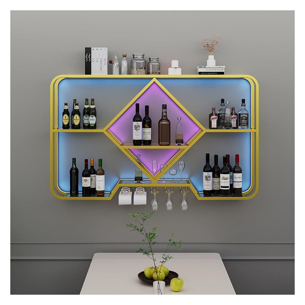 Estante para vinos de pared con luz LED para crear un ambiente de bar en su cocina