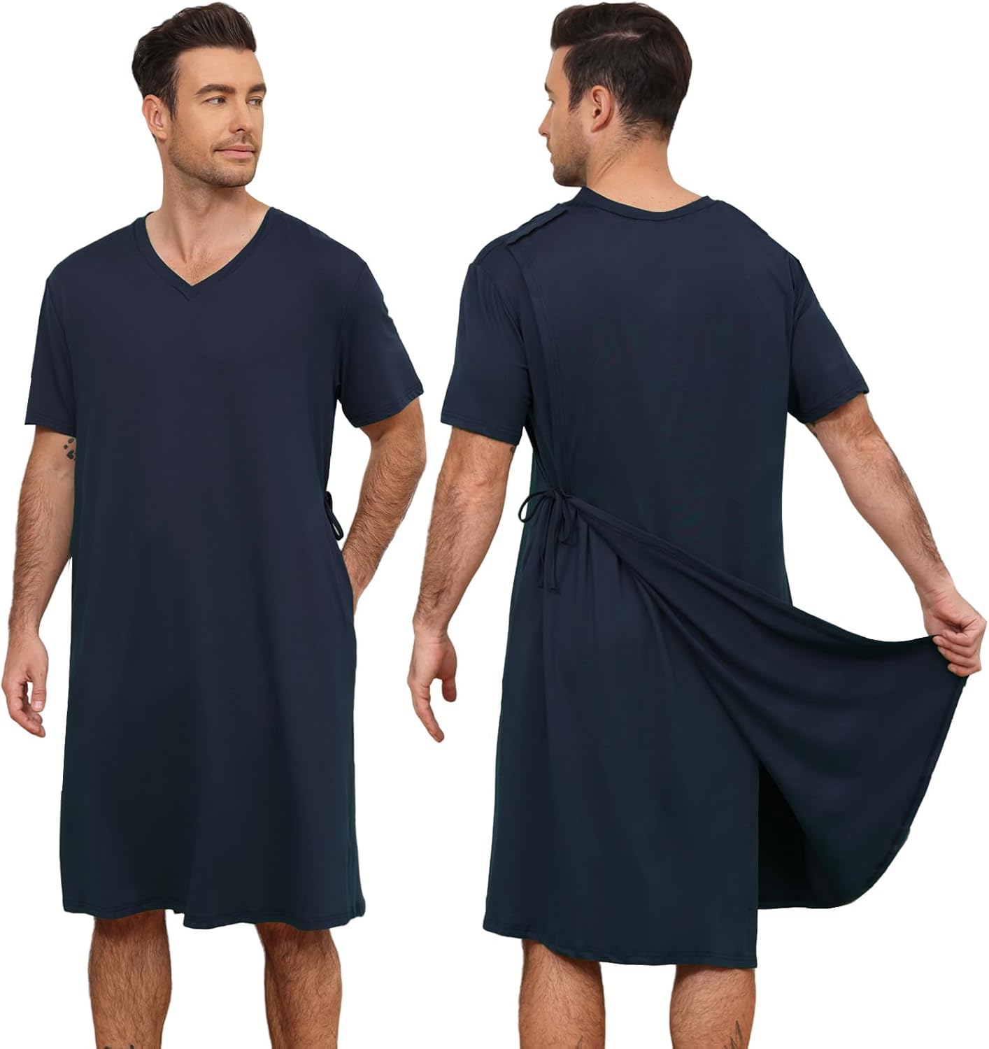 Men's Hospital Gown Open Back - Reusable Patient Gown with Shoulder Tie Closure - Comfortable Hospital Gowns for Men