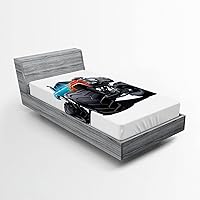 Vista 88 de Ambesonne Choo Choo Train Boy - Sábana bajera ajustable para motor de vapor, diseño de tren azul, verde, vintage, funda de cama con bolsillo