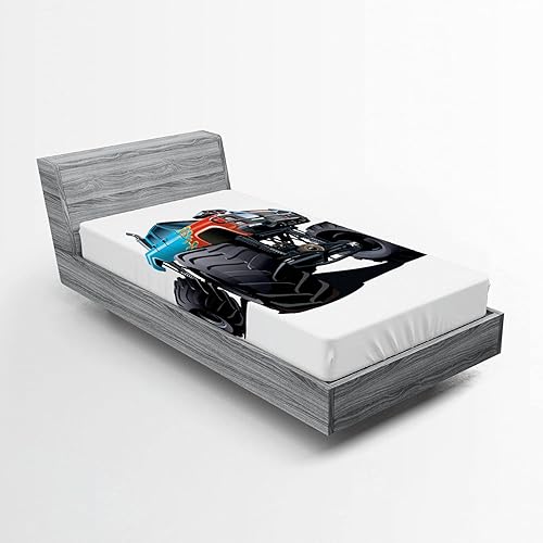 Miniatura 88 de Ambesonne Choo Choo Train Boy - Sábana bajera ajustable para motor de vapor, diseño de tren azul, verde, vintage, funda de cama con bolsillo