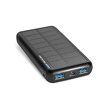 SBS Solar PowerBank, 10.000mAh, Power Bank con Pannello Solare, Ricarica Rapida, Intelligent Charge (IC), LED di Carica, 1x USB-C, 2x USB-A, Caricabatterie Portatile da Viaggio, Design Compatto, Nero