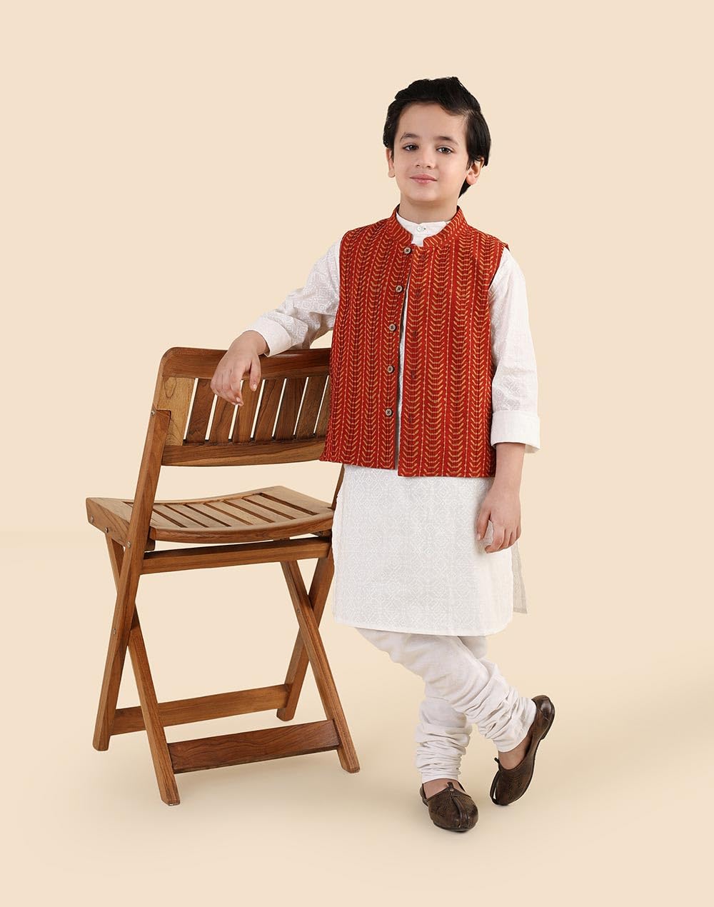 Fabindia Giacca Dabu in Cotone Maroon Stampato