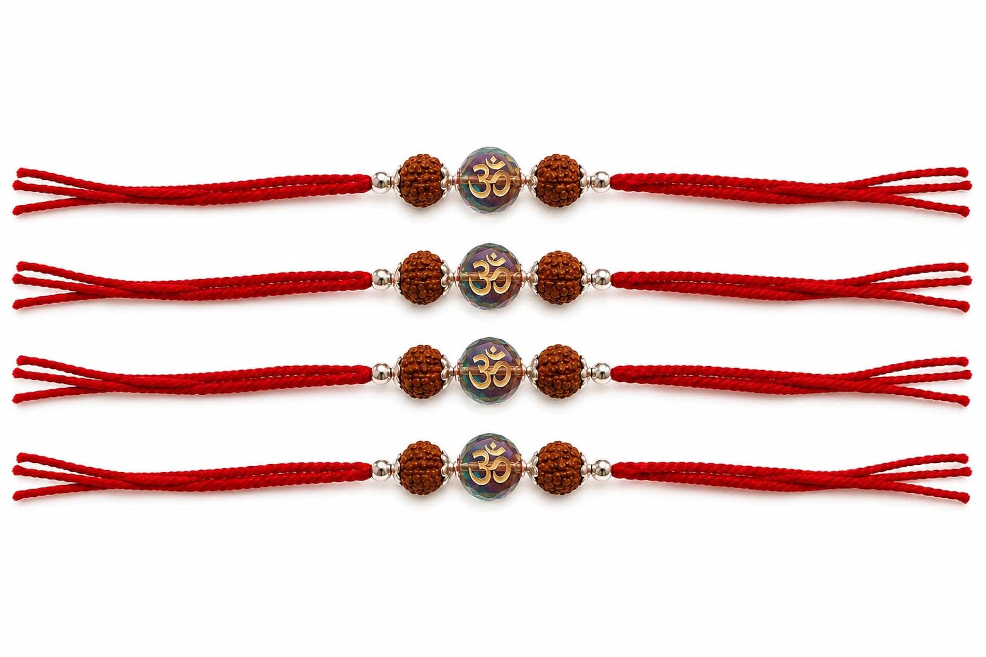 Handmade Om + Rudraksha Rakhi with 925 Sterling Silver