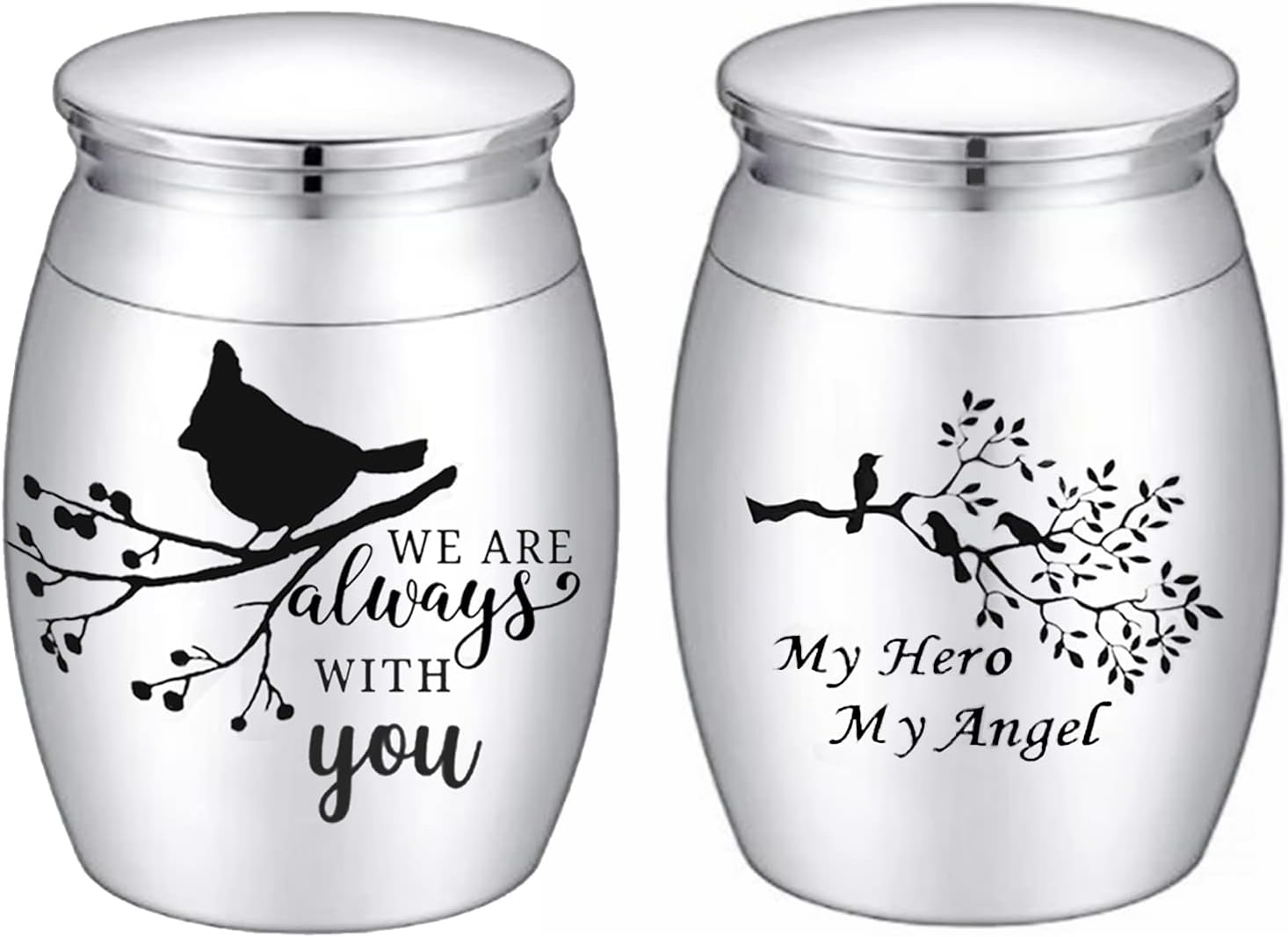 Small Urns for Human Ashes Set of 2, Stainless Steel Mini