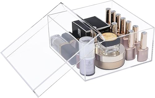 Miniatura 32 de Cajas de cubo cuadradas de acrílico transparente, contenedores cuadrados de plástico con tapa, organizador de almacenamiento de plástico de 5.9 x