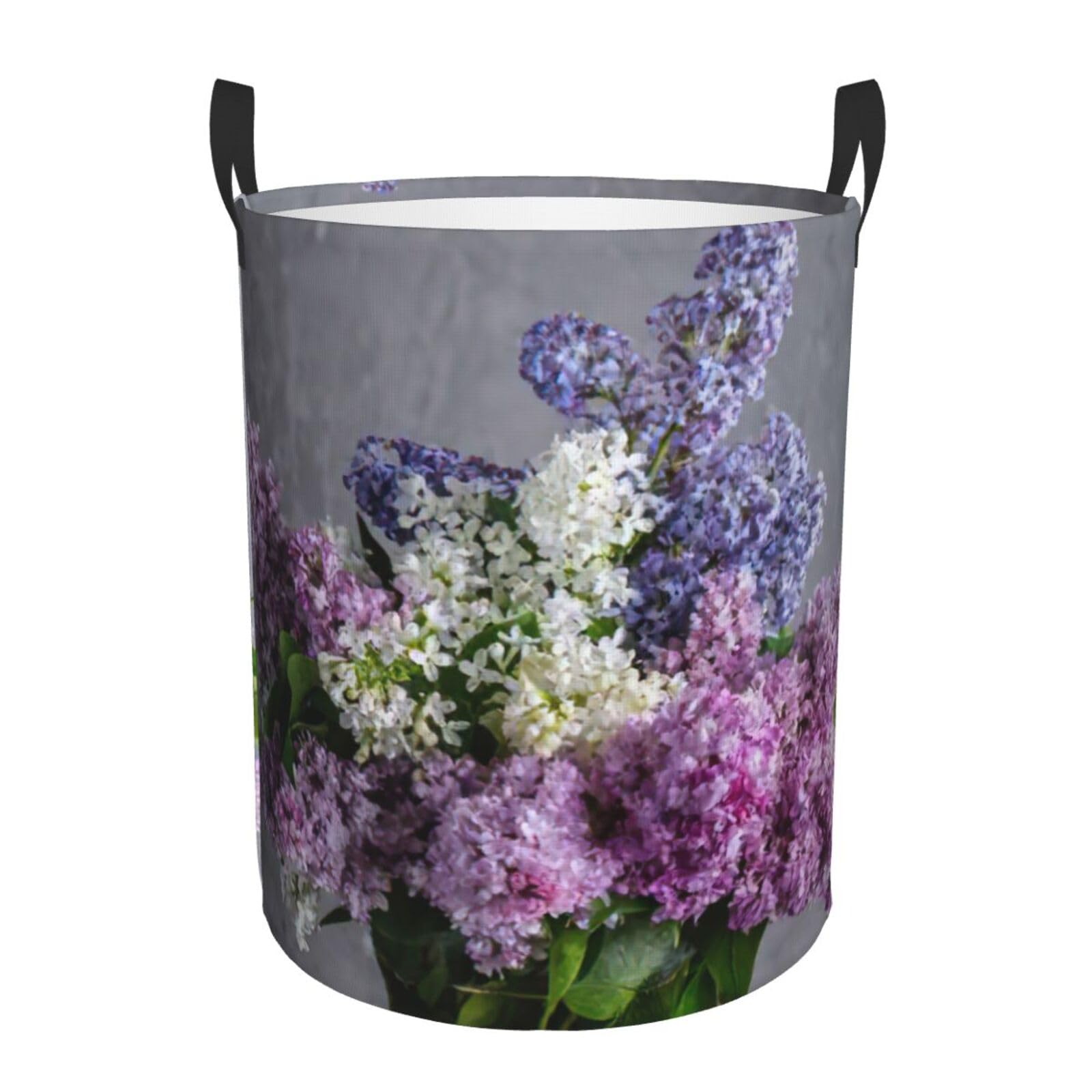 Panier à linge haut imprimé fleurs lilas bac à linge sale en toile