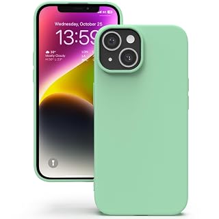 YATWIN Silicone Back Case for iPhone 13, Soft-Touch Phone Back Cover for Apple iPhone 13 - Light Cyan