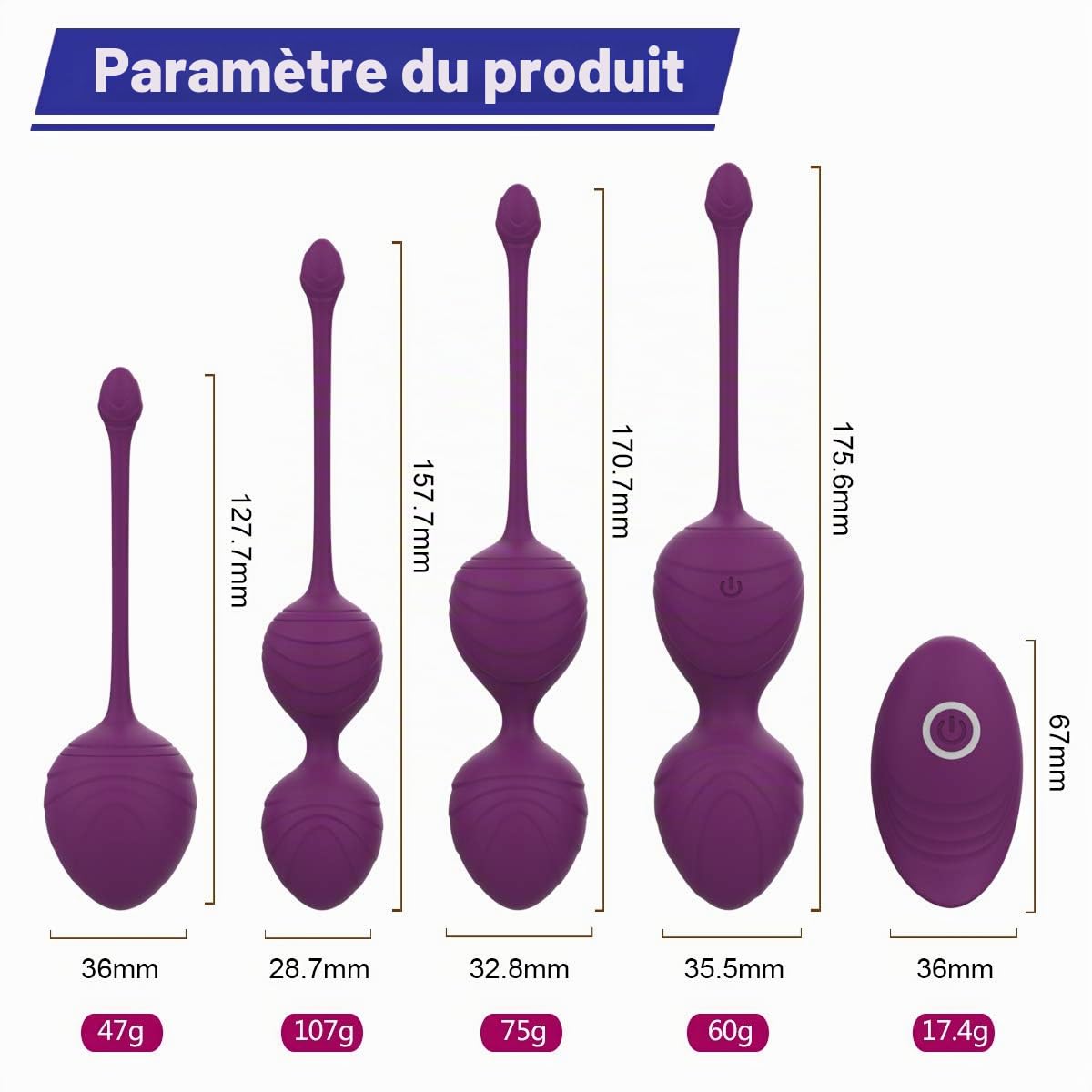 Kegel Balls Kit ，Boules de Geisha avec 3 Kegel Balls Appareil Kit D'Entraînement Pour Renforcer & Tonifier Les Muscles Pelviens