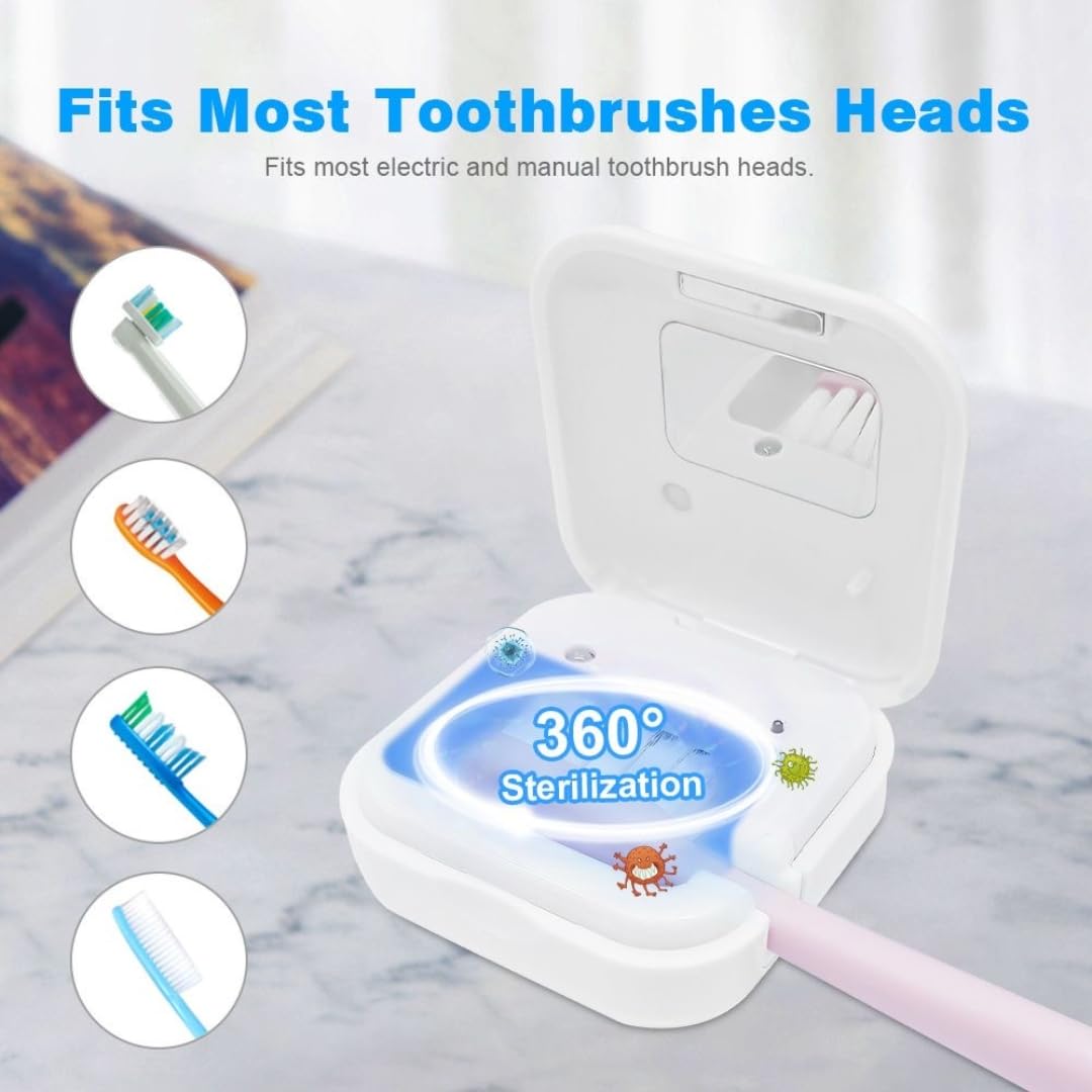 Desinfectante de cepillo de dientes UV-C, limpiador de cepillos de dientes UV-C, cubierta de cepillo portátil, soporte para cepillo de dientes, funda de limpiador de cepillos de dientes