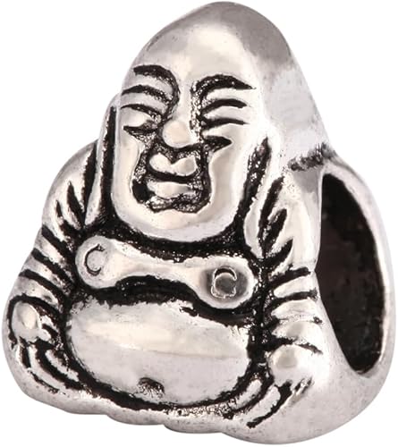 10 dijes budistas de esperanza y religiosos, cuentas de agujero grande, tono plateado antiguo para aretes, pulsera, collar, tobillera, fabricación