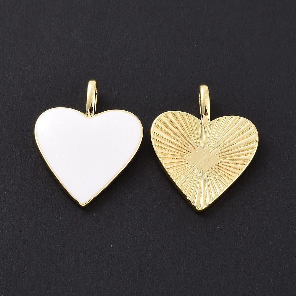 KitBeads 5Pcs White Heart Charms Real 18K Gold Plated Brass Love Heart Shaped Charms for Jewelry Making Valentine Day Necklaces Bracelets Crafts - Image 3