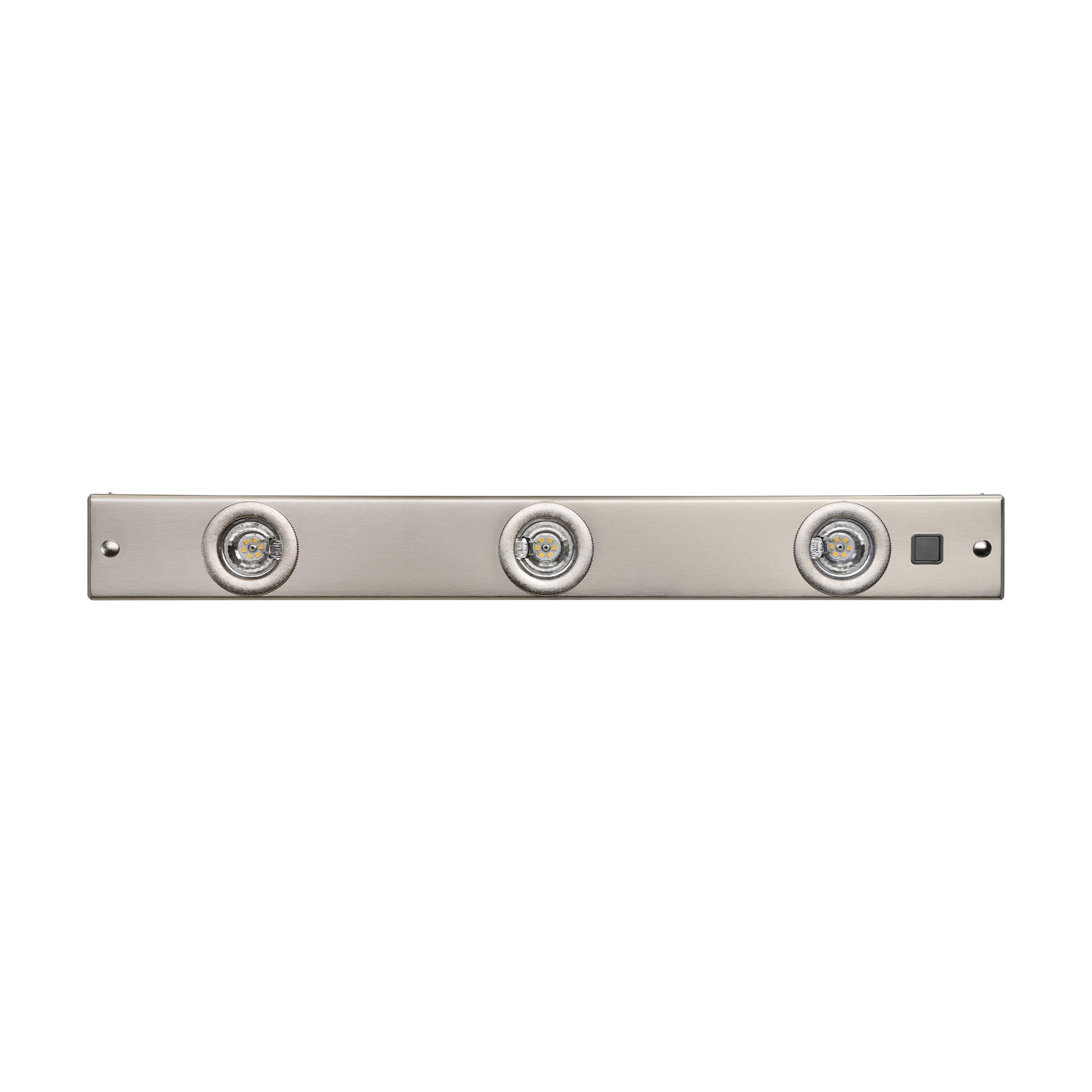 EGLO Kob Luz led para montar bajo mueble, lámpara de cocina de 3 focos de metal en plata con interruptor basculante, luz led para cocina, blanco cálido
