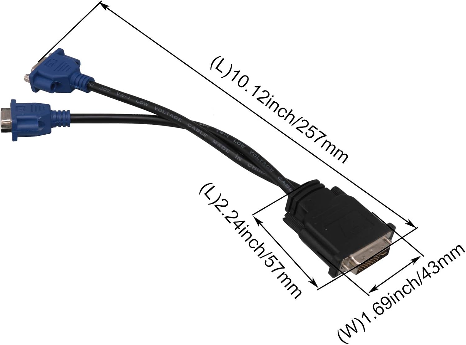 BQLZR DVI-Male DVI-I to VGA Female Monitor Video Splitter Adapter Cable for Duplicating Images,Only Divider Line Can be Used at a Time