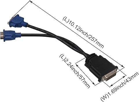 DVI-Male DVI-I to VGA Female Monitor Video Splitter Adapter Cable for Duplicating Images,Only Divider Line Can be Used at a Time