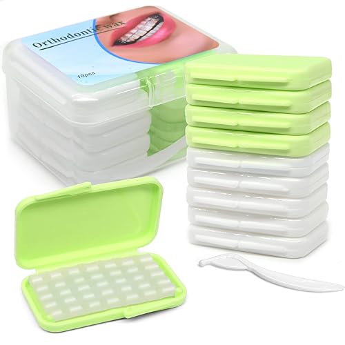 BVN Cera dental 10 cajas de tiras de cera de ortodoncia, cera de frenillos para dientes, cera ortográfica para aparatos ortopédicos, cera dental,
