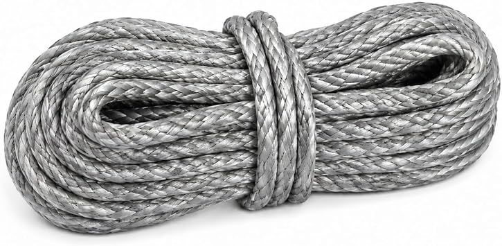 Single Braid UHMWPE Dyneema Rope High-Strength, Low-Stretch Synthetic Winch Line for Sailing, Rigging, Halyards, Sheets & Utility Use Gray Choose Diameter and Length