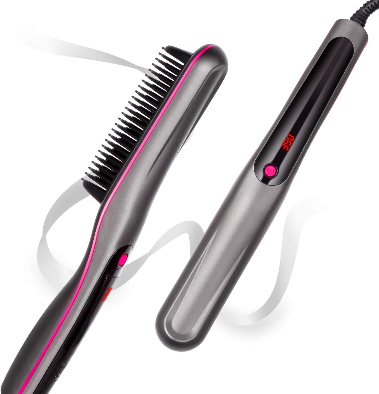 Hair Straightener Brush, MOCREO Flat Iron Brush Anti-Scald Straightener Brush Dual Voltage Professional Hair Straightening Brush Comb MCH Ceramic