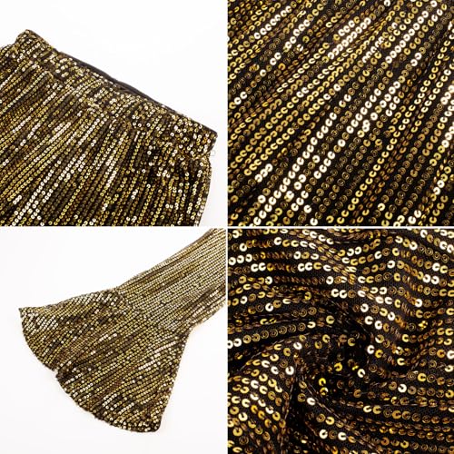 Image of GRACE KARIN Girls Sequin Pants Sparke Trouser Glitter Dance Bell Bottoms 5-14