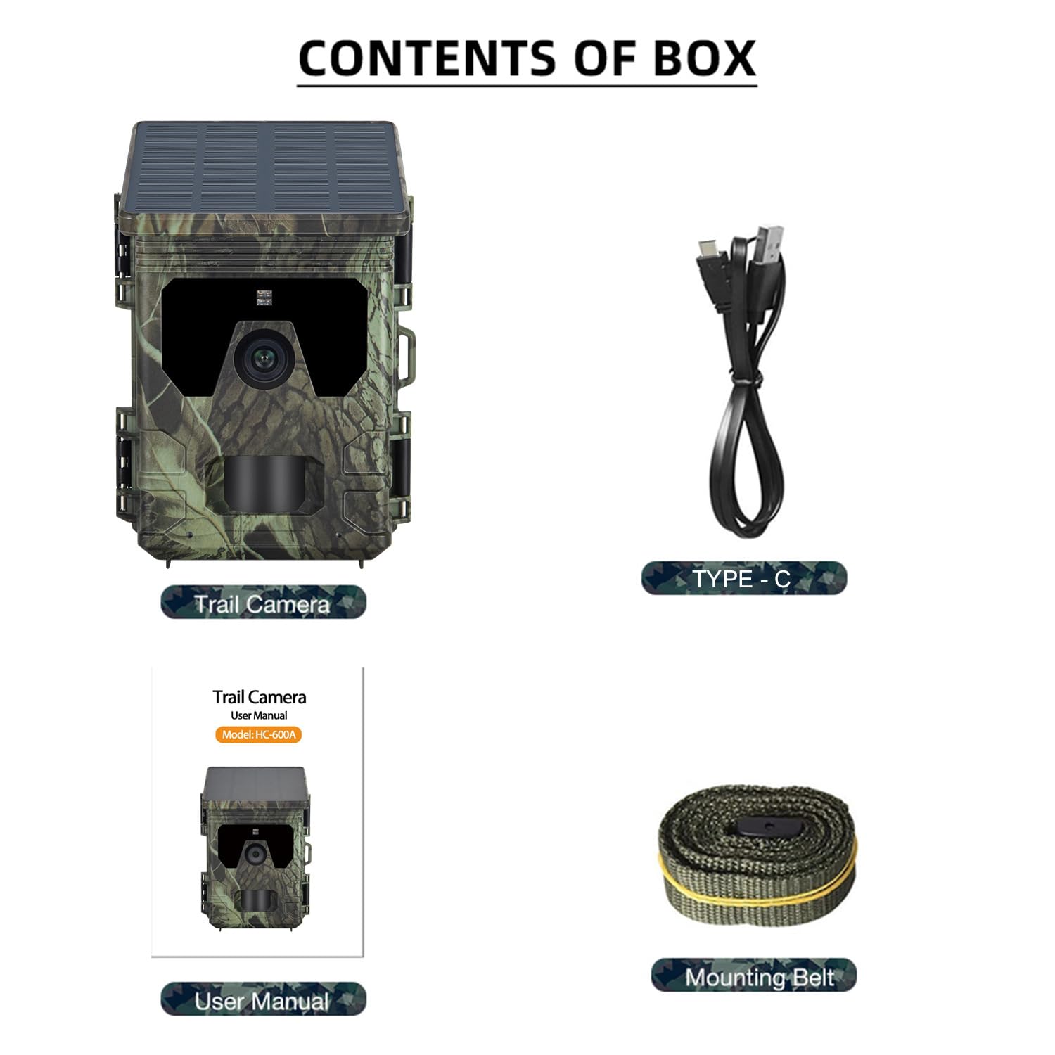 Caméra de chasse solaire 4 K 36 MP avec vision nocturne, déclenchement rapide 0,1 s, IP66 étanche, caméra de chasse pour surveillance de la faune avec carte micro SD 32 Go