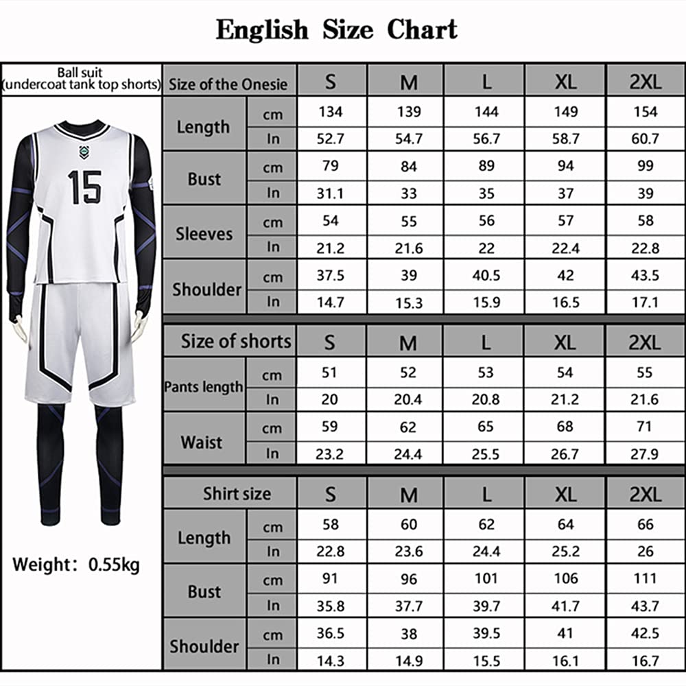 Charous Anime Manga Blue Lock Cosplay Itoshi Rin Sportbekleidung, Unisex, Sportkostüm für Cosplay