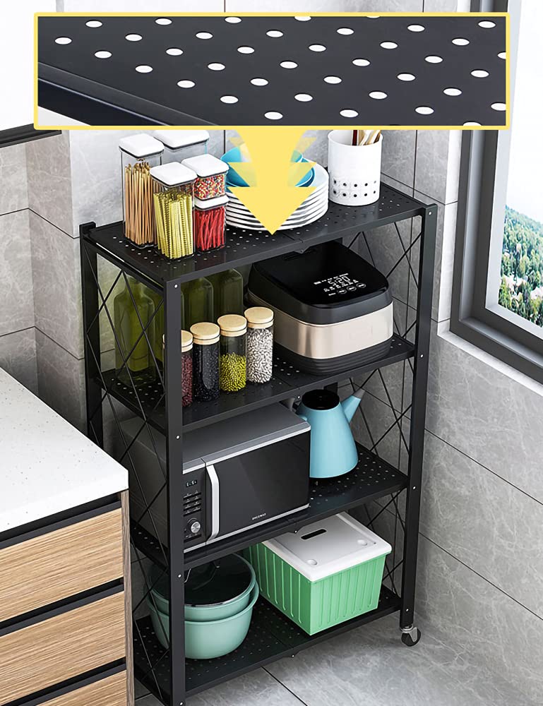 HomeMiYN Étagère de Rangement Pliable à 4 Niveaux,Étagère de rangement multifonctionnel,Étagère à roulettes,71*34*121.4cm,Noir | Leroy Merlin HomeMiYN Étagère de Rangement Pliable à 4 Niveaux,Étagère de rangement multifonctionnel,Étagère à roulettes,71*34*121.4cm,Noir | Leroy Merlin