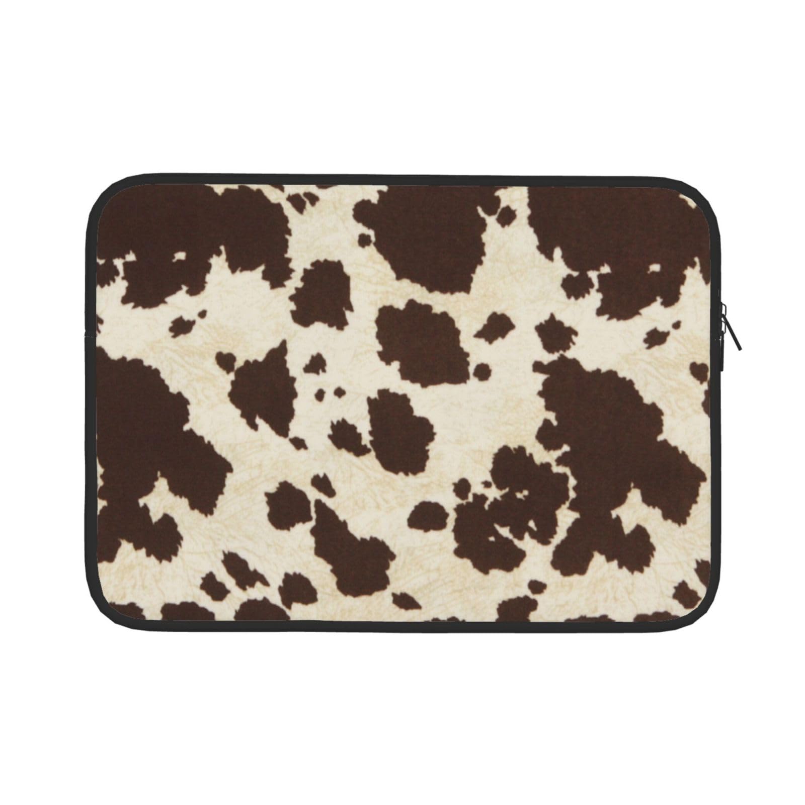 Geometric Animal Print Laptop Sleeve - 15x11 Inch Cow Pattern Computer Bag With Shoulder Strap