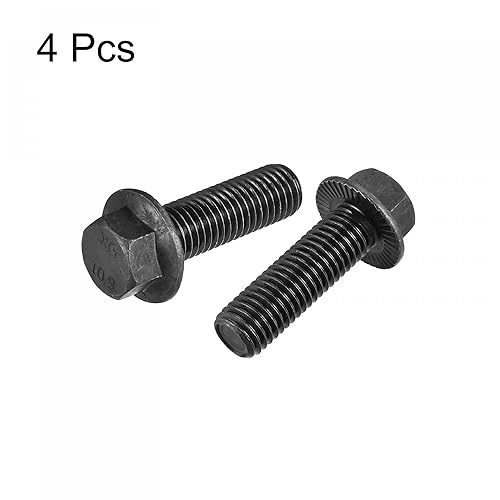 Miniatura 3 de uxcell Pernos de brida dentada hexagonal M14x45mm Tornillos de acero al carbono de grado 10.9 4pcs