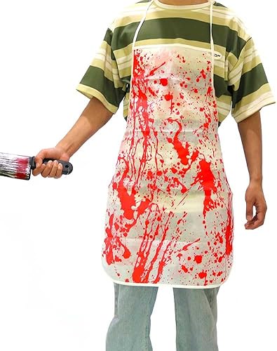 Miniatura 2 de NT-ling Delantal sangriento de Halloween, delantal de terror, estampado de asesinato salpicado de sangre aterradora, accesorios temáticos de