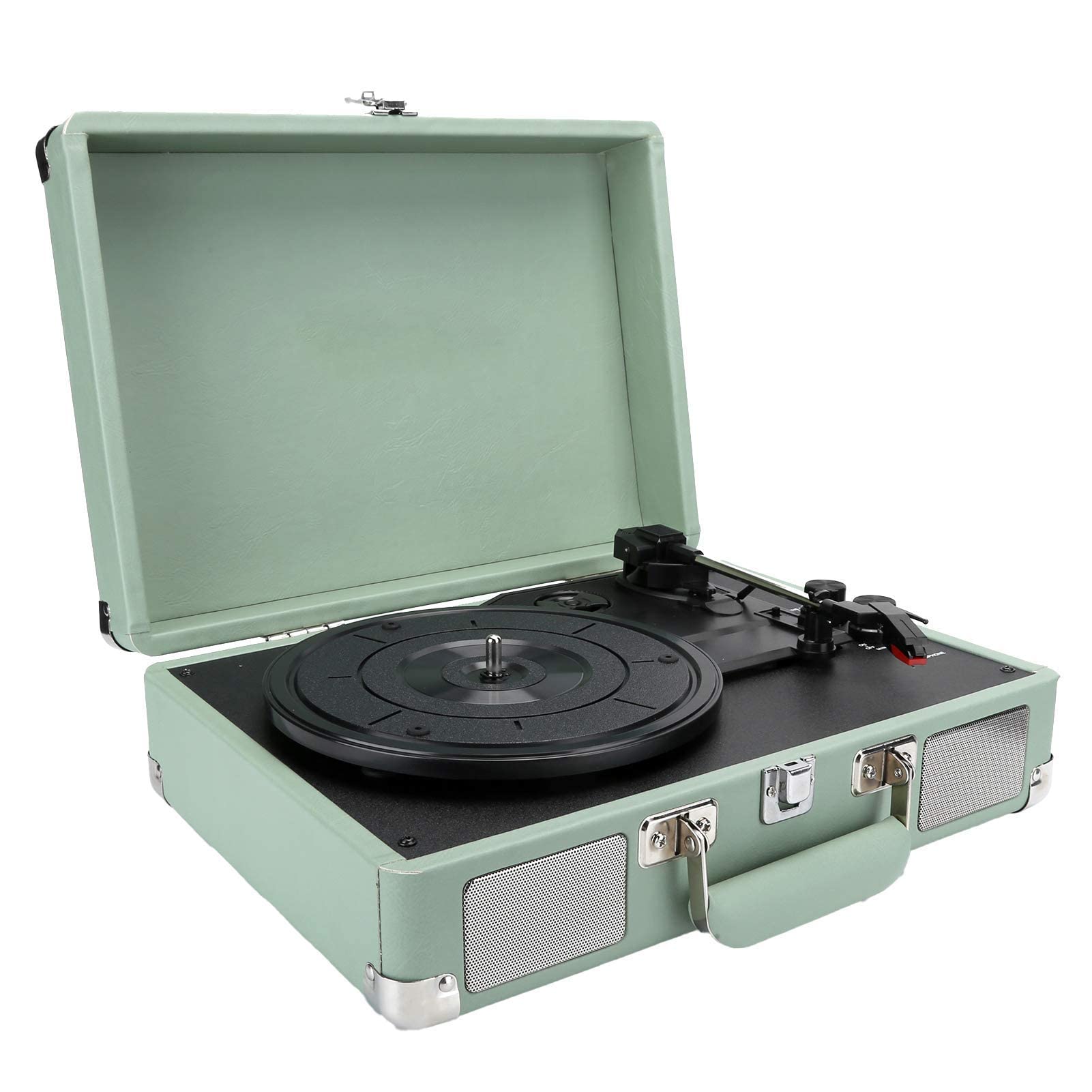 Giradischi in Vinile, Giradischi Portatile Vintage con Giradischi Bluetooth, 33/45/78 Giri, Altoparlanti Stereo integrati, Supporto 100/u2011, Dischi in Vinile da 7/10/12 Pollici