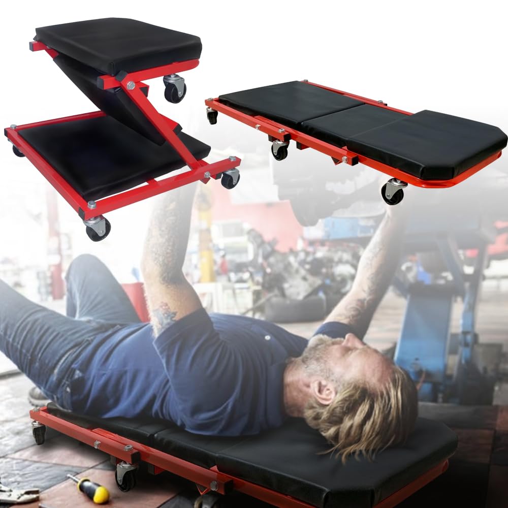 2 in1 Montagerollbrett Werkstatt Rollbrett 92x44x12cm Faltbar Werkstattliege mit 360° Rollen bis 150 kg