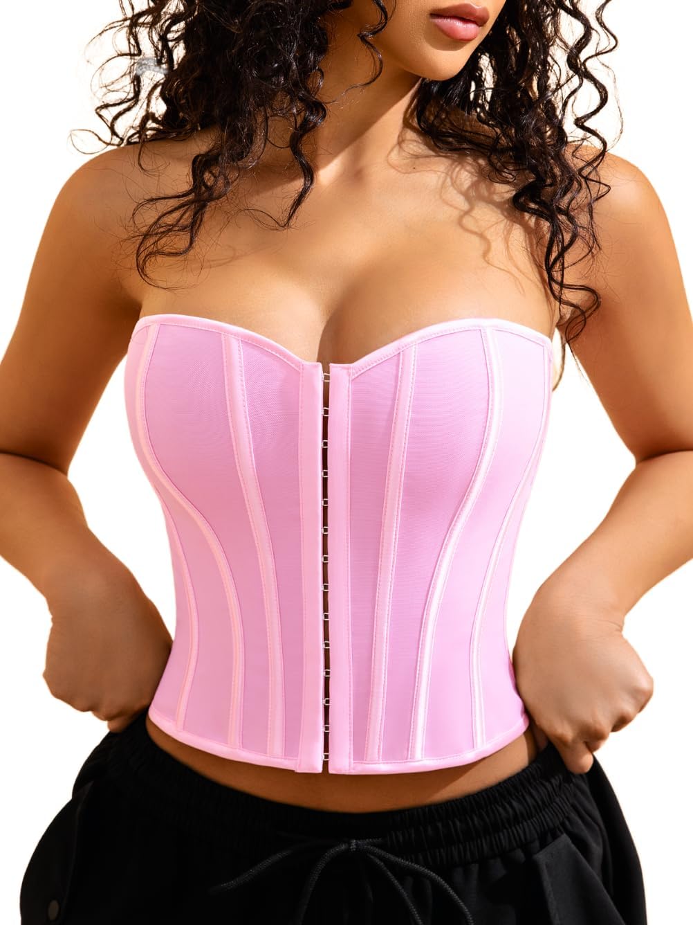 Sexy Strapless Corset For Women, Lace Up Backless Crop Tube, Going Out Bandeau Top