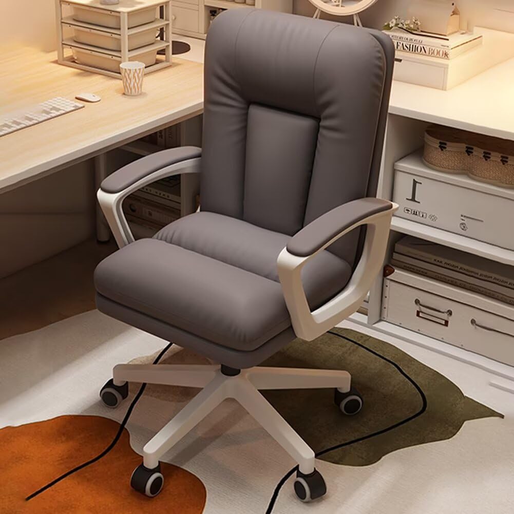 【背もたれ135°揺れる】デスクチェア PUレザー生地 取扱説明ビデオ付き ダブルクッション オフィスチェア 座高55-65cm 椅子 チェア イス パソコンチェア 勉強椅子 おしゃれ キャスター付き 在宅ワーク/オフイス/喫茶店/居間