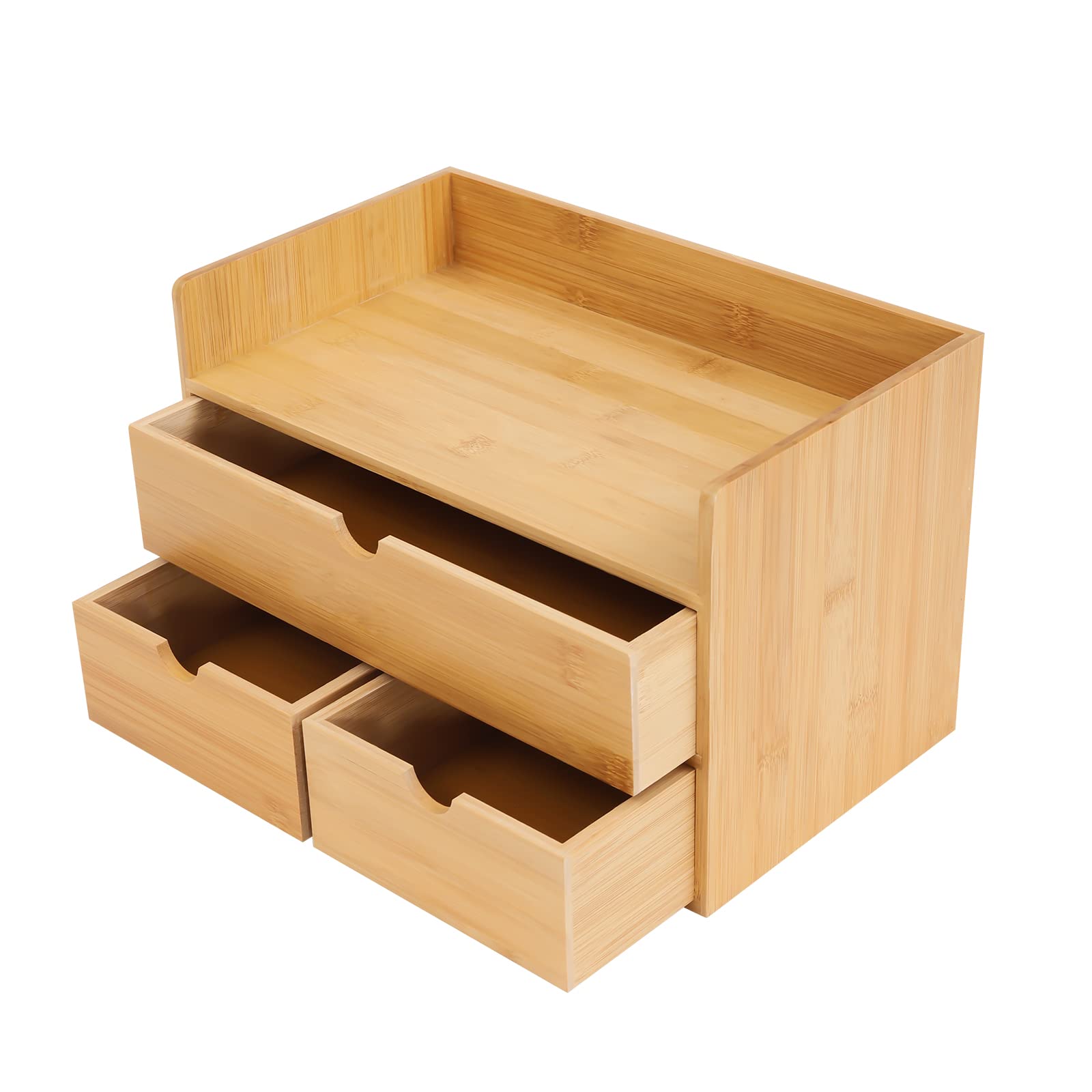 Cajonera de bambú con 3 cajones, 33 x 19 x 20 cm, para sellos, notas, clips de papel, tijeras (de 2 a partir de 1 emparejamiento) (A1)