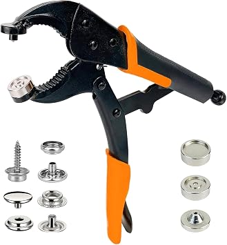 Heavy Duty Snap Fastener Tool Adjustable Vice Grip Snap Setter Tool Includes 40 Sets 15mm Snaps for Boat Cover, Replacing Metal Snaps, Repairing Boat Covers, Canvas, Sewing, Tarps